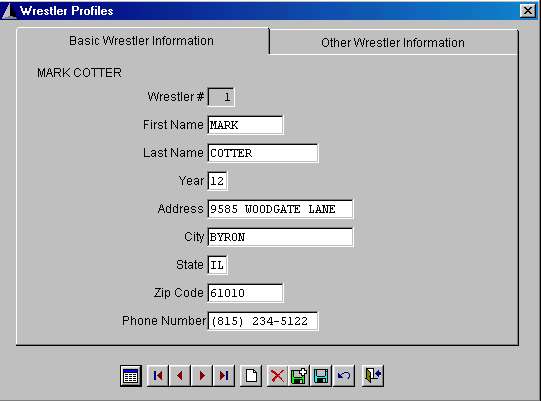 Enter Basic Wrestler Profile Information screen