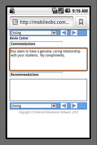 Observation \ Evaluation Closing