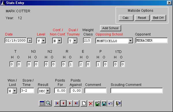 Enter Individual Wrestler Stats screen