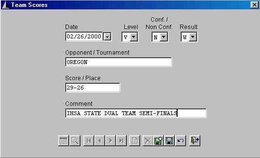 Enter Team Stats screen