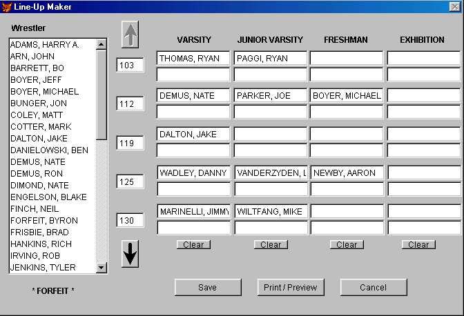 Drag and Drop Line-up Maker screen
