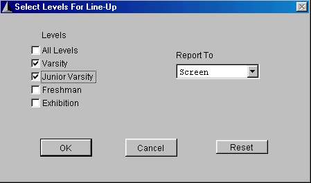 Levels for Line-up screen
