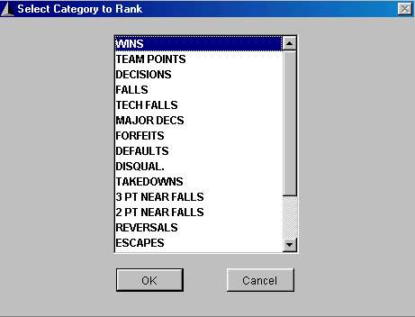 Select Categories to Rank screen