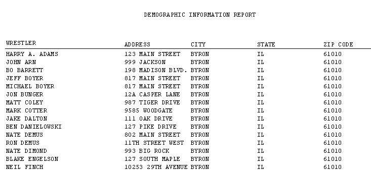 Demographic Profile Information Report