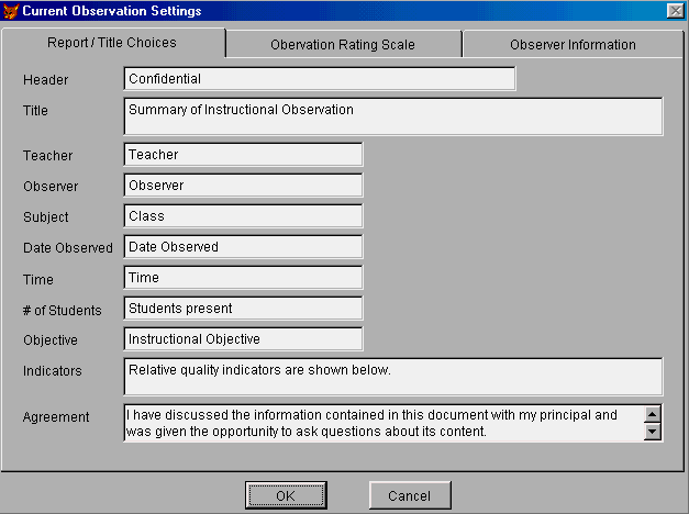 Settings - Report Title Choices