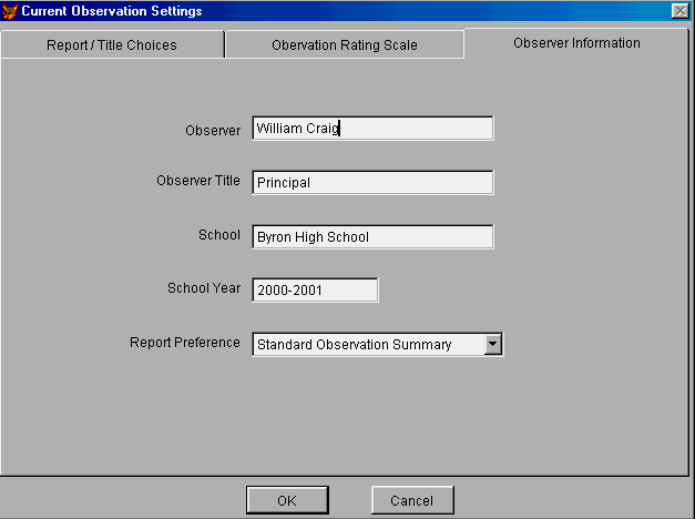 Settings - Observer Information