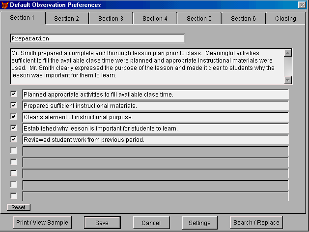 Current Preferences - Category