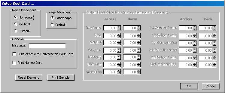 Set-up Bout Card Screen