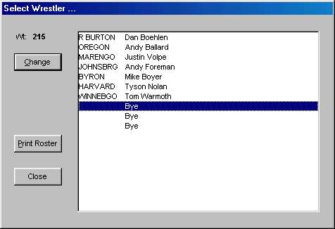 Select Wrestlers in a Weight Class to Edit