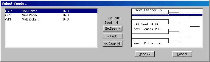 Seed Tourney (Automatic) screen